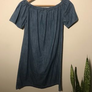Off The Shoulder Denim Knee Length Dress